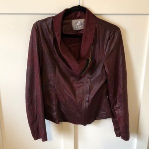 Oxblood Red Faux Suede Moto Jacket